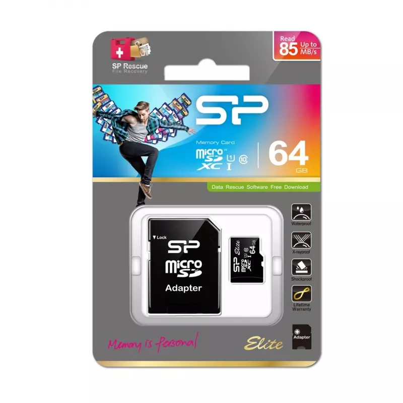 Silicon Power 64GB microSDXC UHS-I Class 10 U1 V10 Speicherkarte