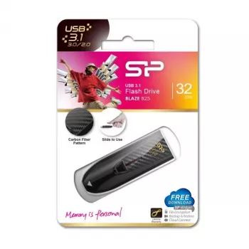 Silicon Power Blaze B25 32GB USB 3.2 Gen 1 Flash-Laufwerk, einziehbarer Anschluss, Schwarz