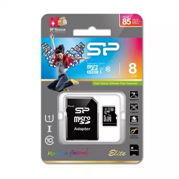 Silicon Power Elite 8GB microSDHC UHS-I U1 V10 Speicherkarte mit SD-Adapter
