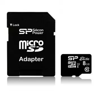 Silicon Power Elite 8GB microSDHC UHS-I U1 V10 Speicherkarte mit SD-Adapter