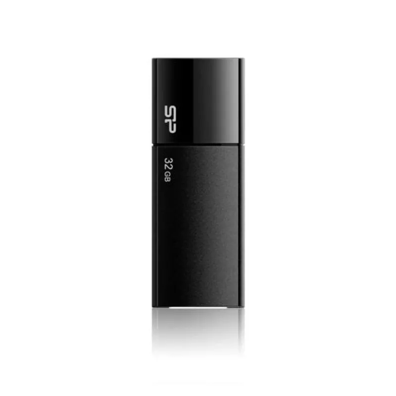 Silicon Power SP032GBUF2U05V1K 32GB USB 2.0 Flash-Laufwerk - Einziehbares Design ohne Kappe, Schwarz