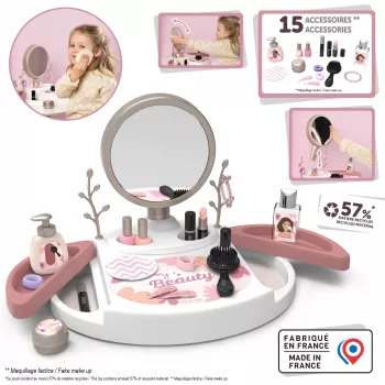 SIMBA-DICKIE My Beauty Studio Interaktiver Schminktisch zum Rollenspiel mit beleuchtetem Spiegel und 10 Zubehörteilen für Kinder ab 3-6 Jahren