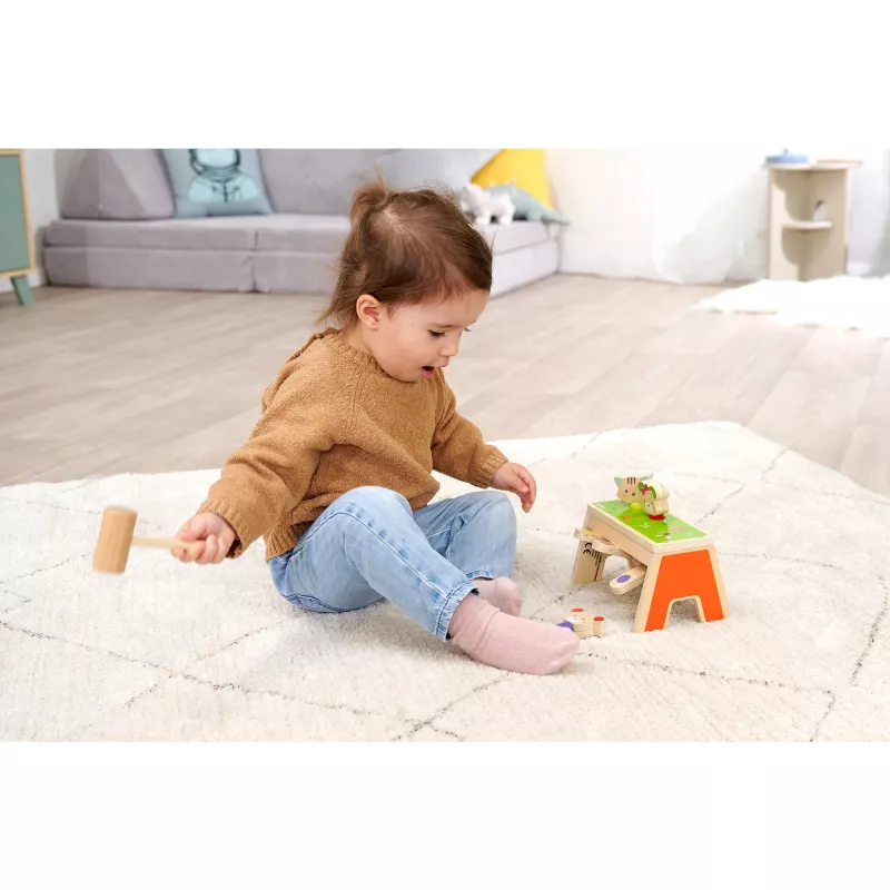 SIMBA-DICKIE Pop-Up Hammering Game – Holzspielzeug mit 16 Teilen und Pop-up-Figuren