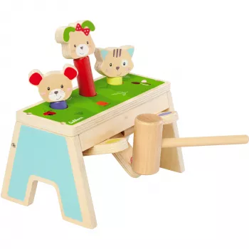 SIMBA-DICKIE Pop-Up Hammering Game – Holzspielzeug mit 16 Teilen und Pop-up-Figuren