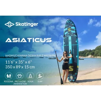 SKT ASIATICUS Aufblasbares Stand-Up-Paddle-Board 350x89x15 cm Yoga