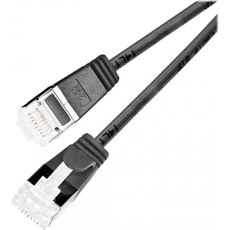 Wirewin Light Patchkabel Rund U/FTP Cat 6a Schwarz 0,5m Schlank Flexibel PoE (PKW-LIGHT-STP-K6A 0.5 SW)