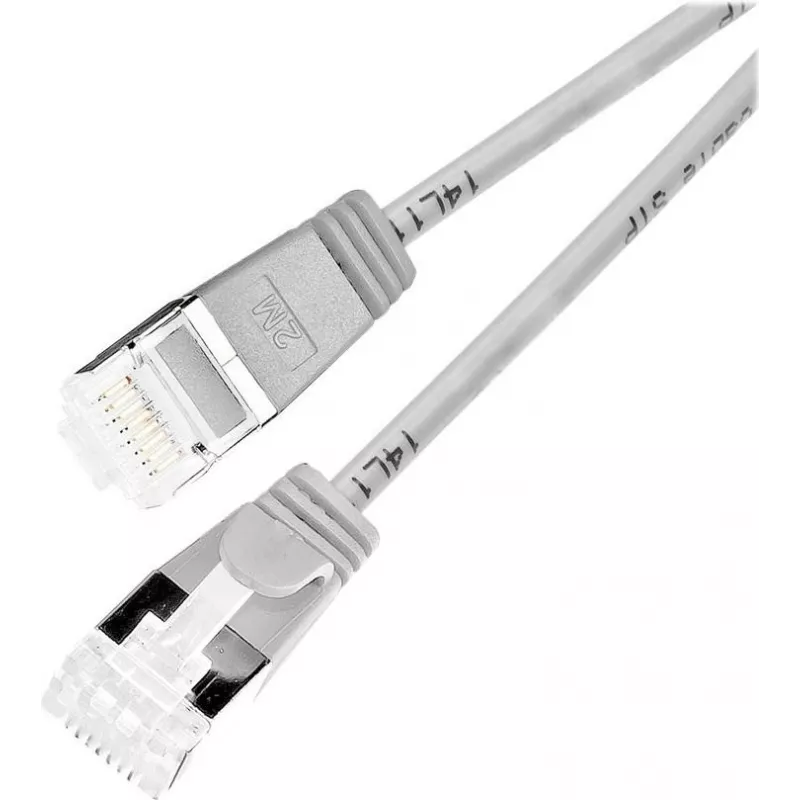 Wirewin Slim Round U/FTP Cat 6a Patchkabel, Grau, 2,0 m, PoE, Flexibel, LSZH (PKW-LIGHT-STP-K6A 2.0)