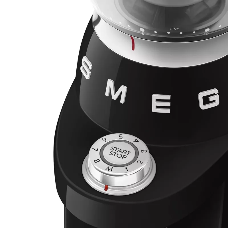 Smeg CGF03BLEU 50's Style Conical Burr Coffee Grinder - Schwarz, 150W, 350g Fassungsvermögen