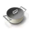 Smeg CSF2412CRM Schmortopf, 24 cm, Keramik-Antihaftbeschichtung, Edelstahlgriff, Mattcreme
