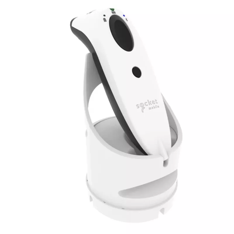 Socket Mobile SocketScan S720 Handheld Barcode Scanner 1D 2D Wireless Bluetooth White with Charging Cradle