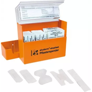 Söhngen Aluderm Pflasterspender, wandmontierbar, 60 elastische Pflasterstreifen, orange 1009910