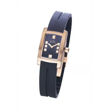 SOL WATCH WOMAN 10011/1 (23mm) Quarz-Analoguhr - Edelstahlgehäuse, weißes Zifferblatt, schwarzes Lederarmband