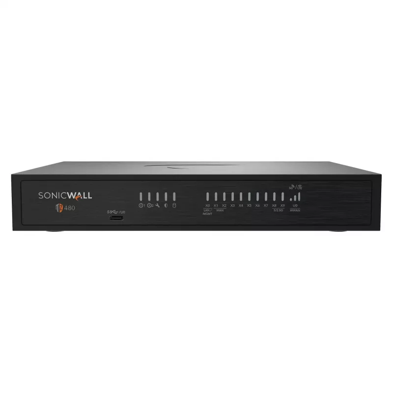 SonicWall TZ480 Gen 8 Desktop Security Appliance - 6 Gbps Firewall, 8x1GbE, 2x2.5GbE, 2x5GbE SFP+