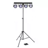 Soundsation 4LEDKIT-PARTY2 4-in-1 LED-Beleuchtungsset mit Derby, PAR, Strobe, Laser, Stativ, IR-Fernbedienung und Fußschalter