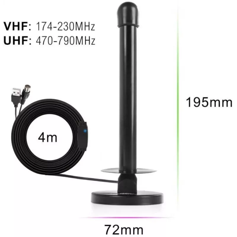 Spacetronik Hook TV DVB-T2 Magnetantenne mit 28-dBi-Verstärker und 3-m-Kabel