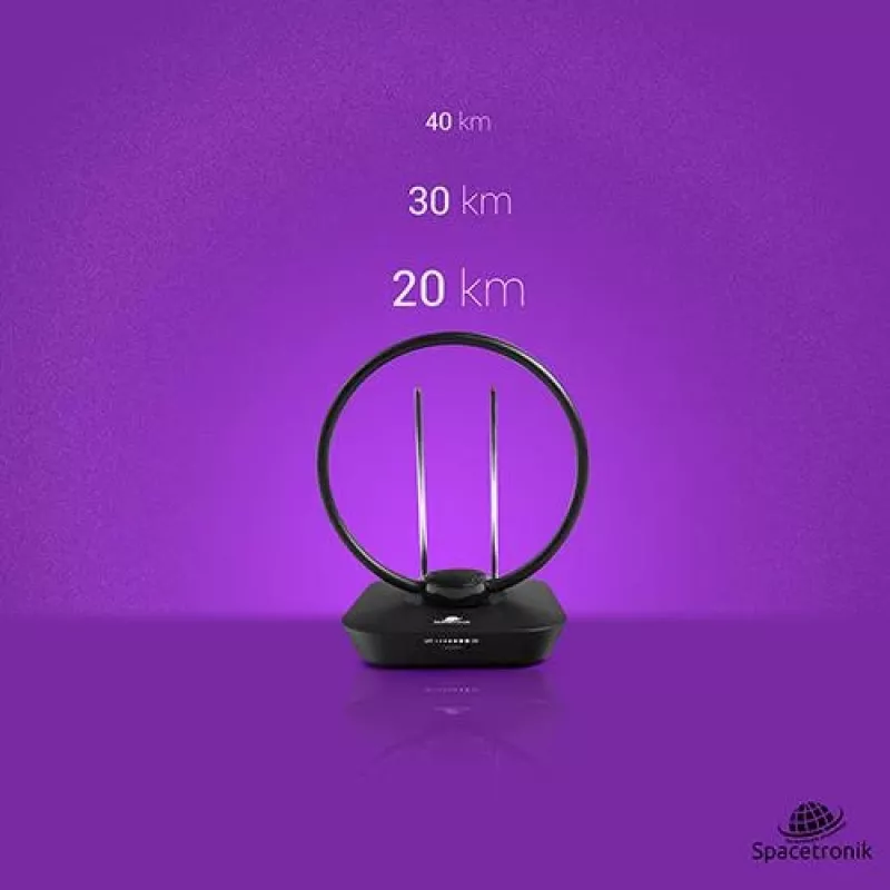 Spacetronik Locus Indoor DVB-T2-Antenne mit 45-dB-Verstärker und Netzteil