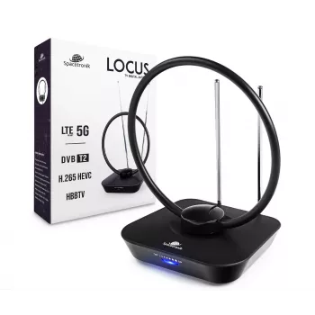 Spacetronik Locus Indoor DVB-T2-Antenne mit 45-dB-Verstärker und Netzteil