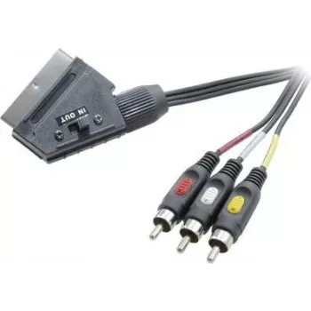 SpeaKa Professional SCART auf 3x RCA Composite AV Kabel 2m Schwarz SP-7869848