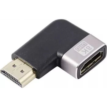 SpeaKa Professional SP-11302004 HDMI Adapter 8K 60Hz 4K 120Hz 90° gewinkelt Stecker auf Buchse Schwarz Silber