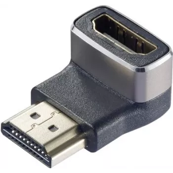 SpeaKa Professional SP-11306836 HDMI-Adapter 8K 60Hz 4K 120Hz 90° nach unten gewinkelt Stecker auf Buchse Schwarz Silber