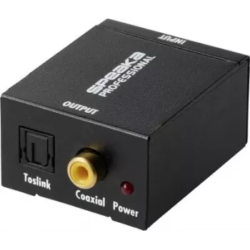 SpeaKa Professional SP-ATDAC-100 Analog-zu-Digital-Audio-Konverter RCA auf Toslink & Koaxial 24-Bit/48kHz Schwarz SP-13904368