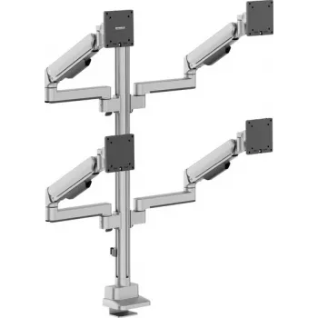 SpeaKa Professional SP-MM-1070 Quad-Monitor-Tischhalterung für 17-40 Zoll Bildschirme, Aluminium, höhenverstellbar, Neigung, Schwenk, 360° Drehung, 8 kg pro Arm, Schwarz SP-14376404