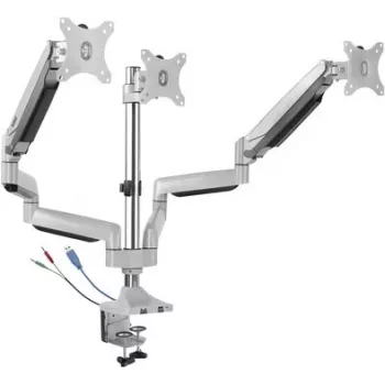 SpeaKa Professional SP-MM-940 Triple-Monitor-Tischhalterung für 13-32 Zoll Bildschirme, Gasfeder-Höhenverstellung, integrierte USB 3.0- & Audio-Anschlüsse, Neigen/Schwenken/Drehen, Schwarz SP-10924816
