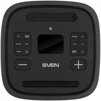 Party-Box Lautsprecher SVEN PS-1250, Schwarz (300W, TWS, IPx4, Bluetooth, FM, USB, microSD, LED-Display, 13500mAh)