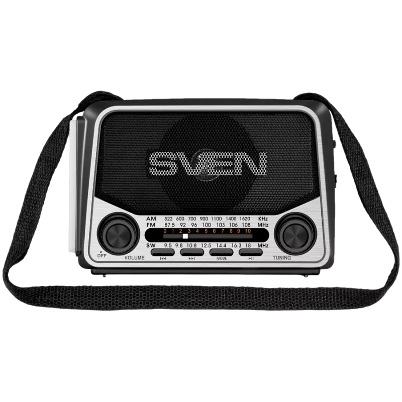 Lautsprecher SVEN SRP-150, Grau (3W, Bluetooth, FM/AM/SW, USB, microSD, Taschenlampe, Akku)