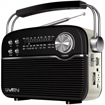 Lautsprecher SVEN SRP-500, Schwarz (3W, Bluetooth, FM/AM/SW, USB, microSD, AUX, Akku)
