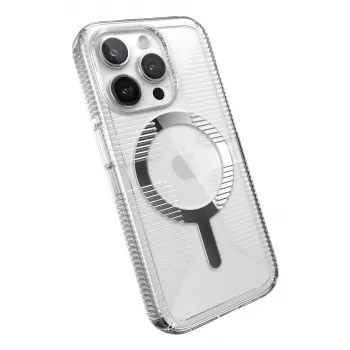 Speck Gemshell Grip + MagSafe für iPhone 15 Pro (Clear / Chrome Finish)