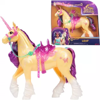 SPINMASTER Unicorn Academy - Einhorn Leaf (28 cm, mit echter Mähne und Schweif, abnehmbarem Zaumzeug, Sattel und Bürste)