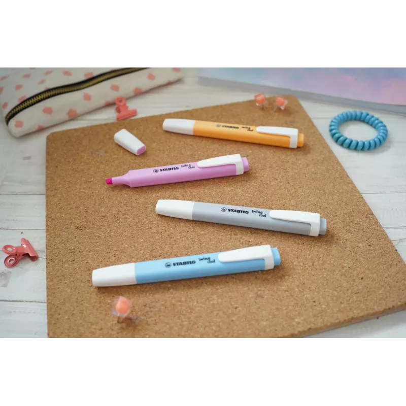 STABILO swing cool Pastel Textmarker - Cloudy Blue - Keilspitze - 1 mm bis 4 mm - 1 Stück