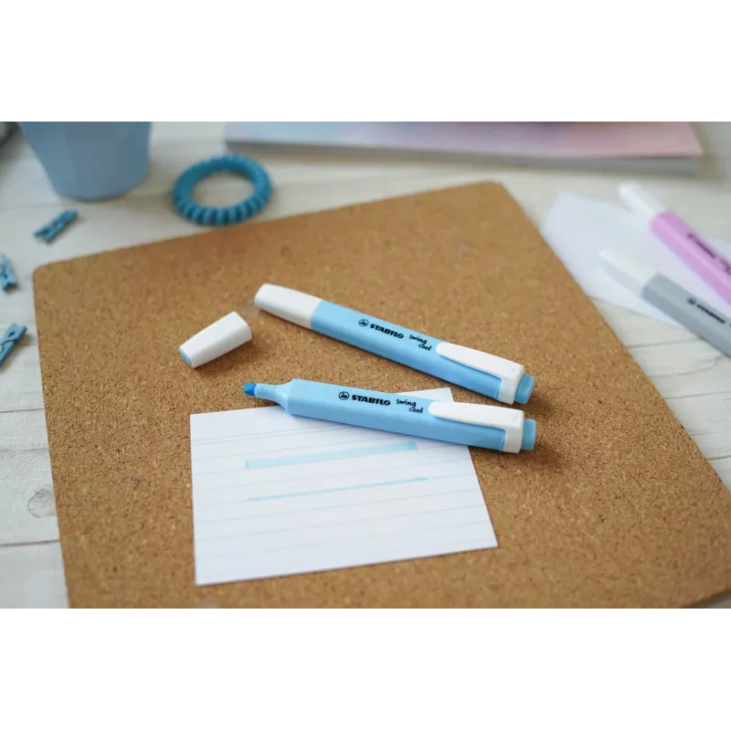 STABILO swing cool Pastel Textmarker - Cloudy Blue - Keilspitze - 1 mm bis 4 mm - 1 Stück