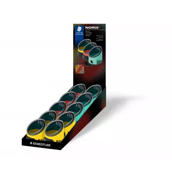 STAEDTLER NORIS Ein-Loch-Spitzer, rund, verschiedene Farben, für Bleistifte bis 8,2 mm, 23° Winkel, 1 Stück (516 001)