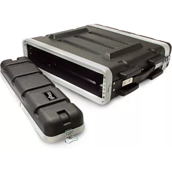 Stagg ABS 2U 19-Zoll-Rackgehäuse mit Front- und Rückdeckel, Schwarz