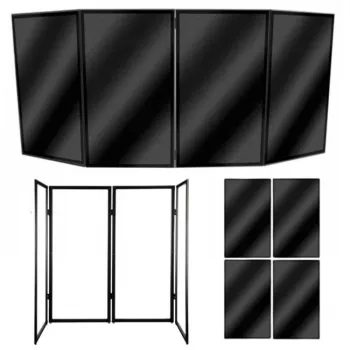 STAND4ME DJ PARAWAN COMPACT BK DJ Facade Screen 4-Panel Black Frame White Fabric