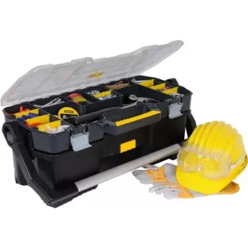 STANLEY 19 Werkzeugkoffer mit Organizer STST1-70317 – 30,5L Hochschlagfestes Polypropylen, Schwarz/Gelb