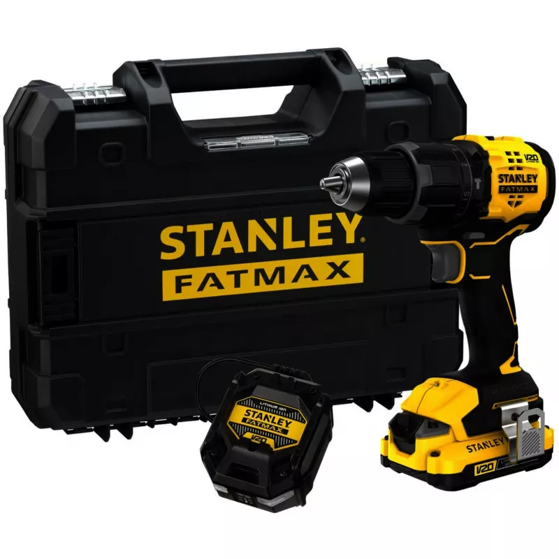 STANLEY Akku-Schlagbohrschrauber (SFMCD716D1T-QW), 18V (Schwarz/Gelb, Li-Ion Akku 2,0 Ah, Pro-Stack Koffer)