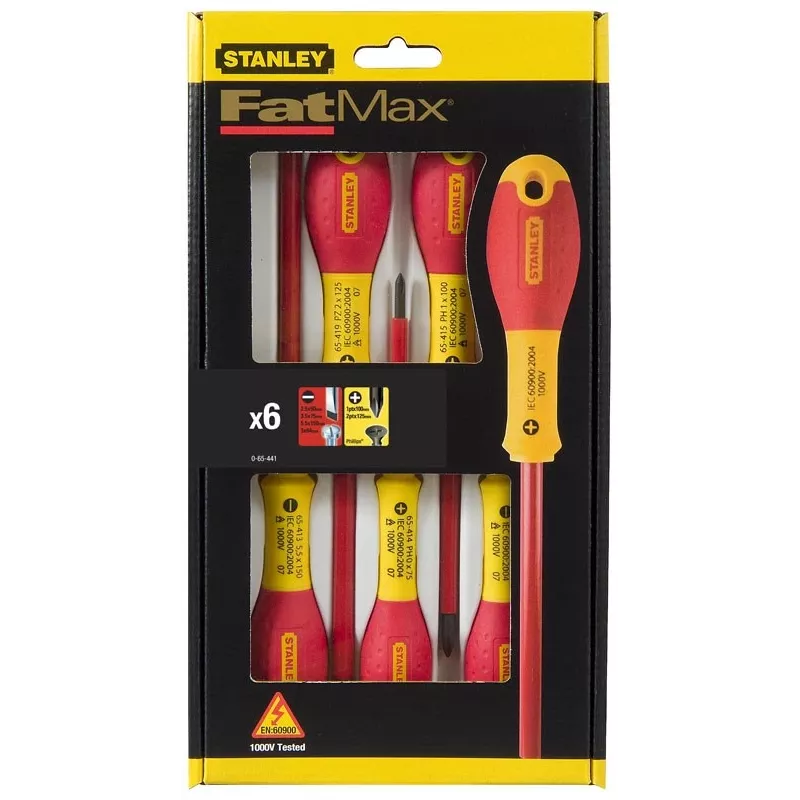 Stanley FATMAX 6-teiliges isoliertes Schlitz- und Kreuzschlitz-Set