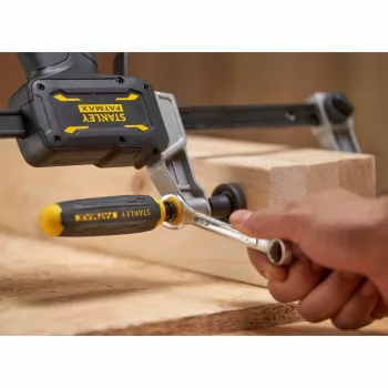 STANLEY FATMAX FMHT83008-0 Schwerlast-F-Schraubzwinge 460 mm mit Schnellspannfunktion, Schwarz/Grau/Gelb