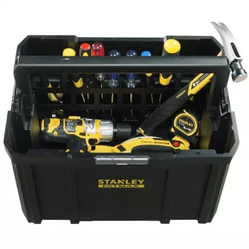 STANLEY FMST1-75794 TSTAK Tiefe Aufbewahrungs-Werkzeugkiste mit Tragewanne, 23 L, Schwarz/Gelb