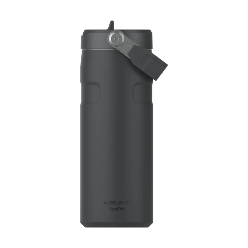 STANLEY IceFlow Bottle Flip Straw 2.0 0,47L schwarze Thermosflasche mit Strohhalm