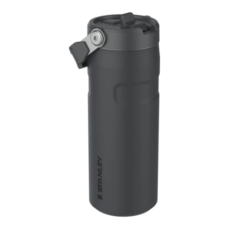 STANLEY IceFlow Bottle Flip Straw 2.0 0,47L schwarze Thermosflasche mit Strohhalm