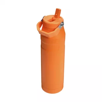 STANLEY IceFlow Bottle Flip Straw 2.0 1,06L Orange - auslaufsicherer Flip-Strohhalm-Deckel, doppelwandig vakuumisolierte Edelstahl-Thermosflasche
