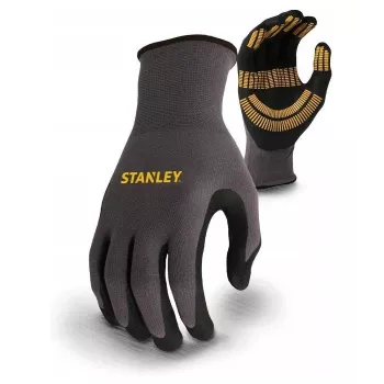 Stanley SY510L-QS Arbeitshandschuhe, Größe L (9) - Synthetikleder-Handfläche, Spandex-Rücken, Neopren-Bündchen, EN 388 zertifiziert, Schwarz/Gelb