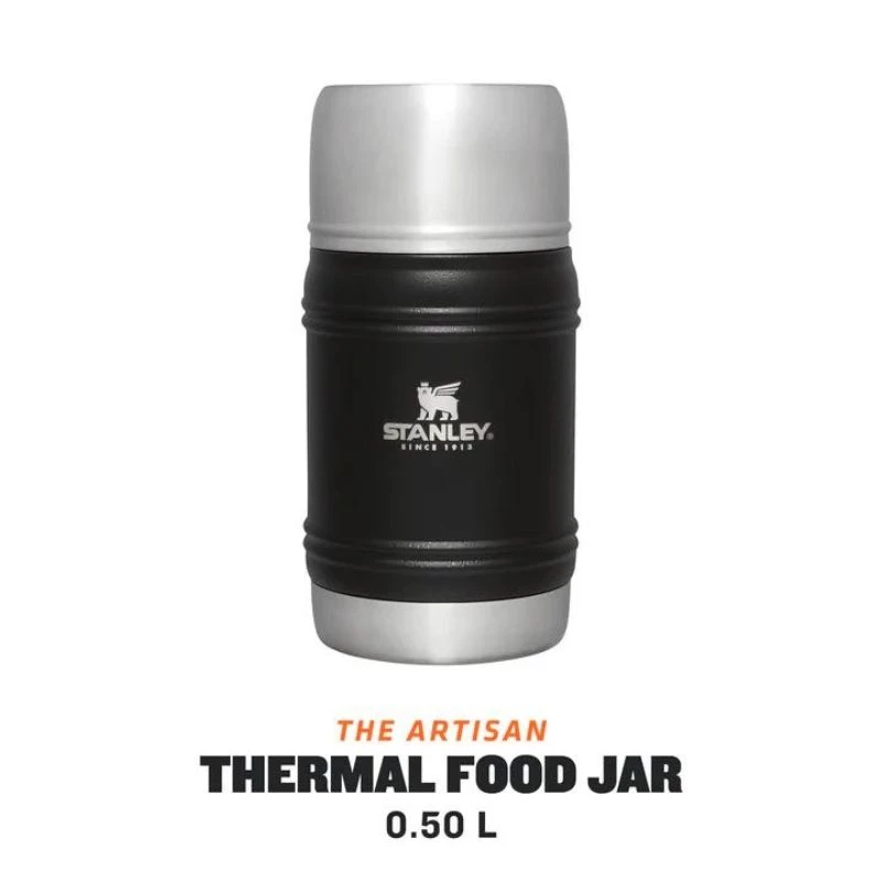 STANLEY The Artisan Thermobehälter 0,5L Schwarz – Vakuumisolierter Edelstahl, auslaufsicher, 6 Std. heiß / 12 Std. kalt