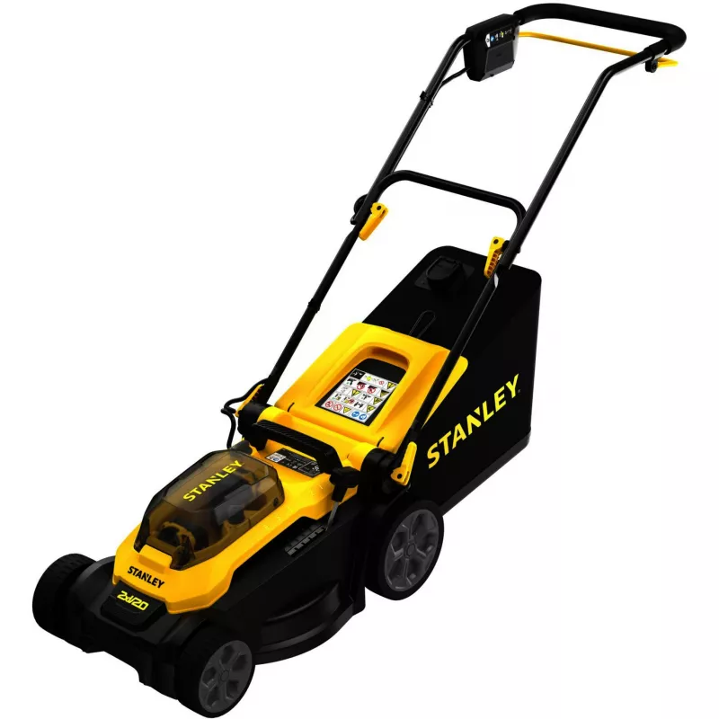 STANLEY V20 Akku-Rasenmäher 36V (2x18V) Schwarz/Gelb, 2x 4,0 Ah Li-Ion Akkus