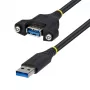 StarTech.com 2 m USB 3.0 Type-A Verlängerungskabel, Stecker auf Buchse Panel-Mount (USBPNLAFAM2M)