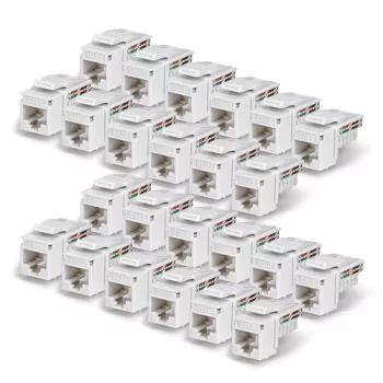 StarTech.com Cat6 Keystone Jack 24er-Pack, RJ45 UTP, 90-Grad 110 Punch Down, Weiß